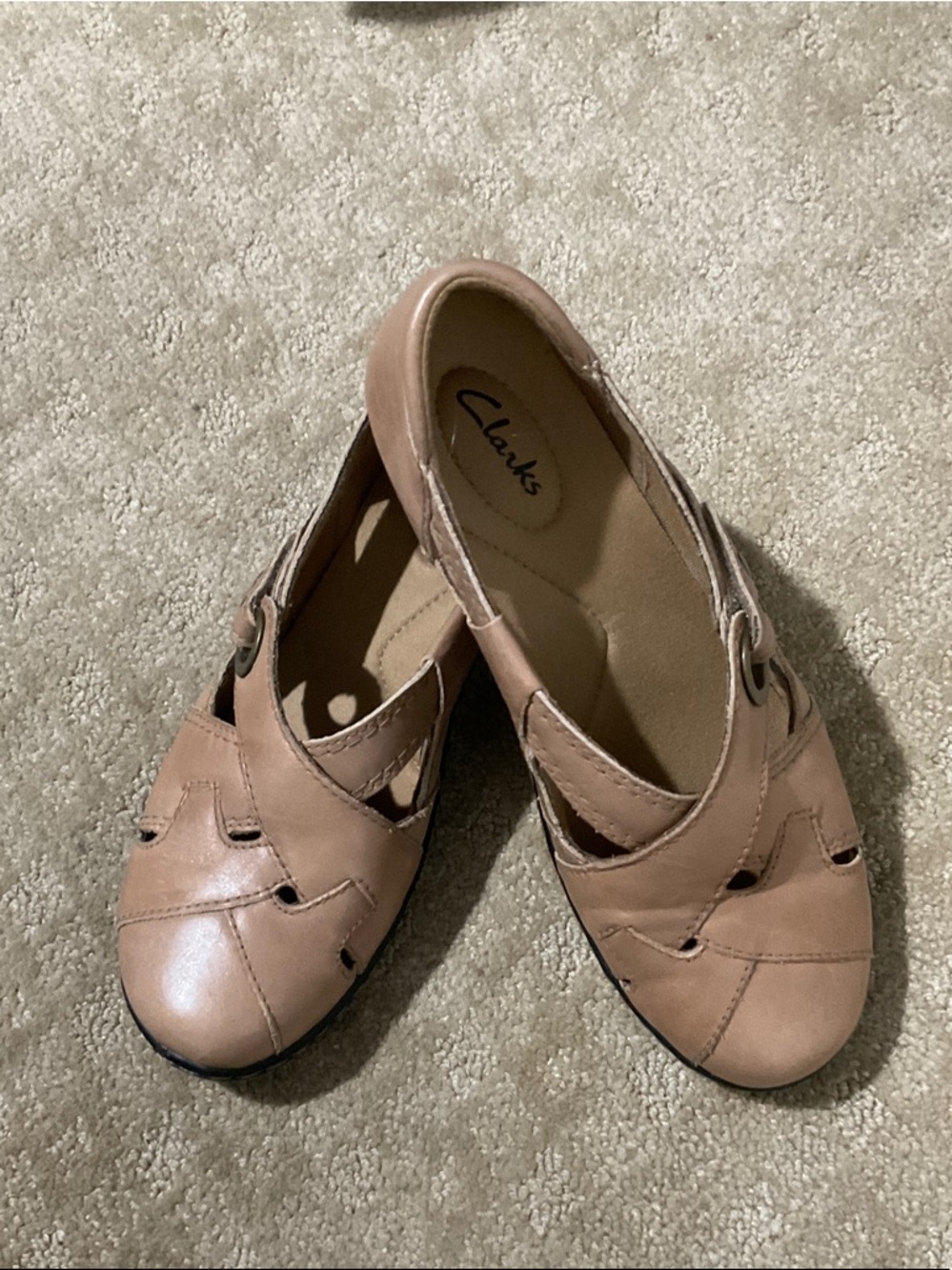 Clarks Women's Taupe Leather Cutout Slip-Ons